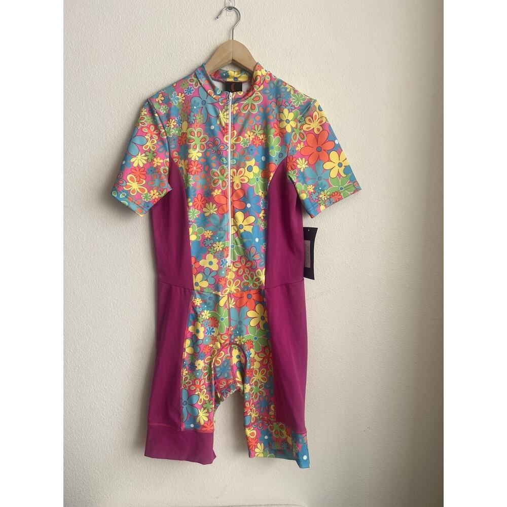 sheila moon cycling jumpsuit Women’s Large Padded Sitting Area Zip Front